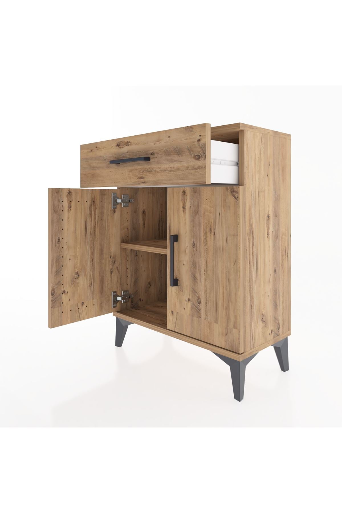 Arges Komodin 2 Raflı Tek Çekmeceli Tek Kapaklı 60x30x80 Çam-Çam