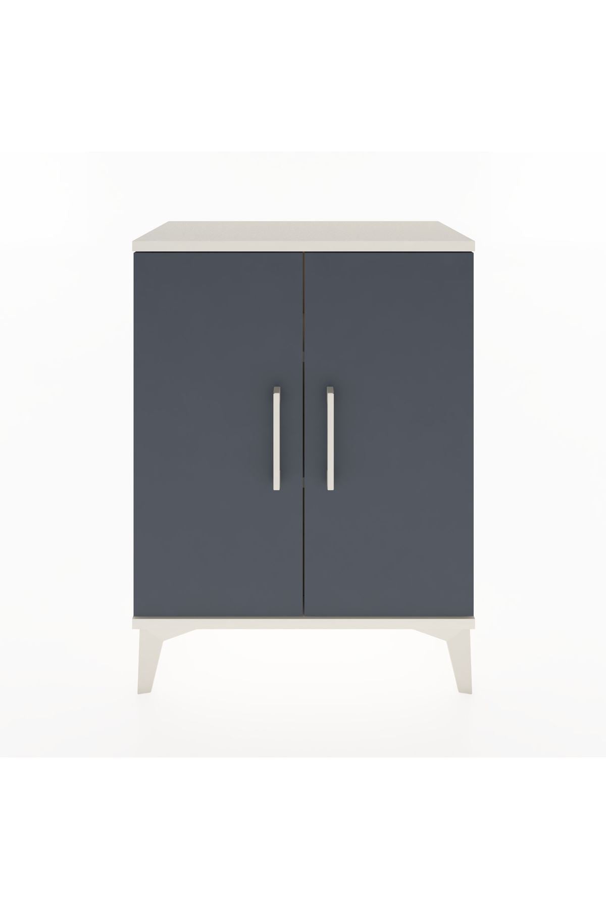 Arges Komodin Tek Raflı Tek Çekmeceli 2 Kapaklı 60x30x80 Aytaşı-Antrasit