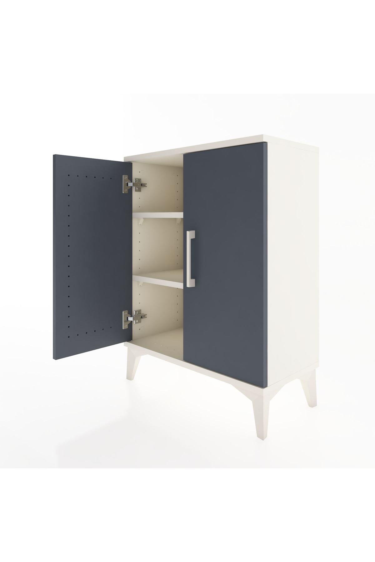 Arges Komodin Tek Raflı Tek Çekmeceli 2 Kapaklı 60x30x80 Aytaşı-Antrasit