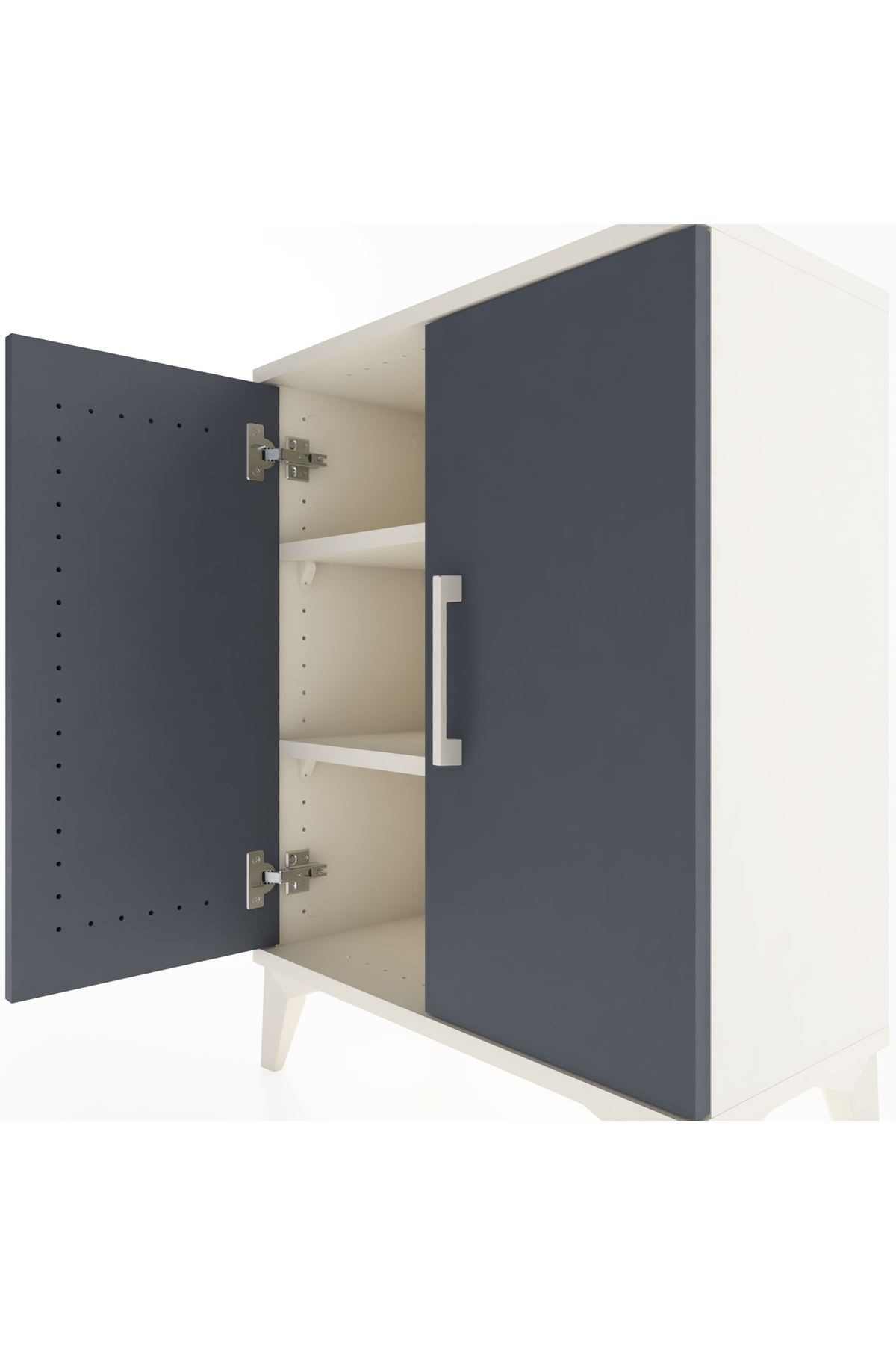 Arges Komodin Tek Raflı Tek Çekmeceli 2 Kapaklı 60x30x80 Aytaşı-Antrasit