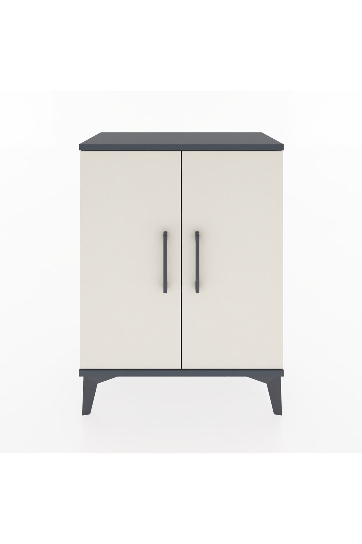 Arges Komodin Tek Raflı Tek Çekmeceli 2 Kapaklı 60x30x80 Antrasit-Aytaşı