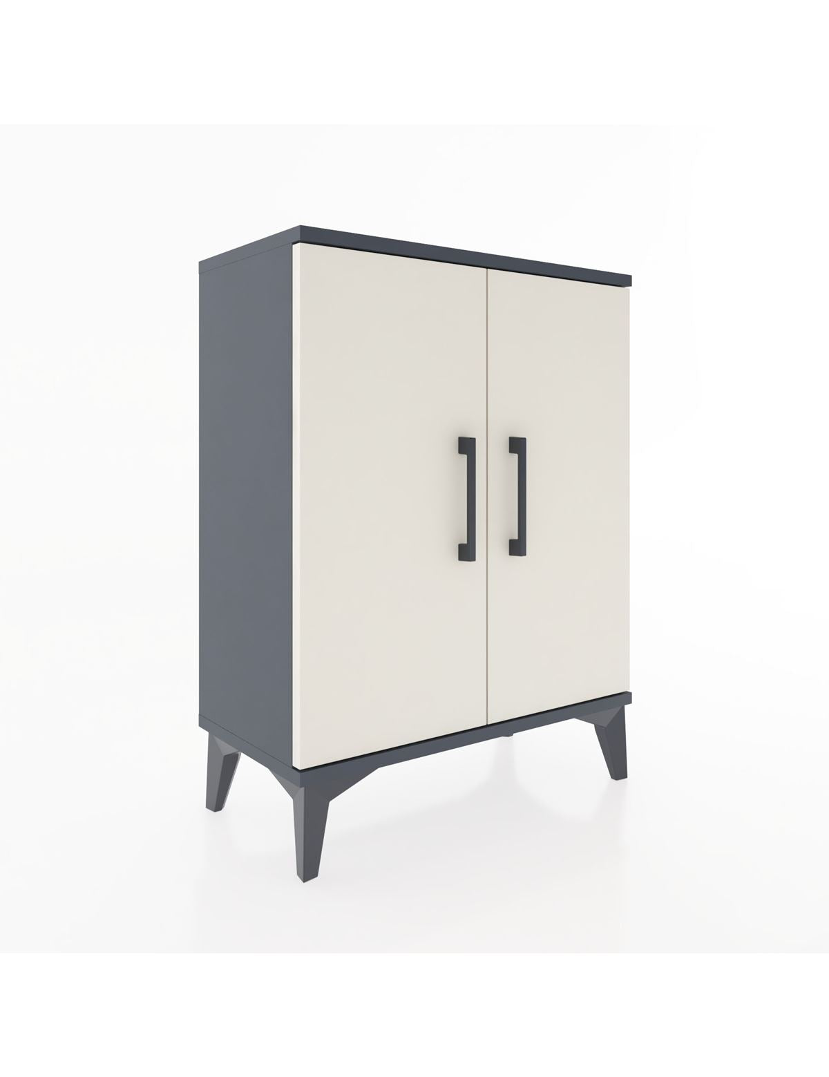 Arges Komodin Tek Raflı Tek Çekmeceli 2 Kapaklı 60x30x80 Antrasit-Aytaşı