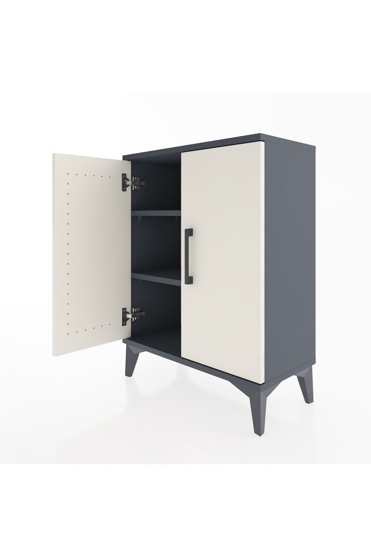 Arges Komodin Tek Raflı Tek Çekmeceli 2 Kapaklı 60x30x80 Antrasit-Aytaşı