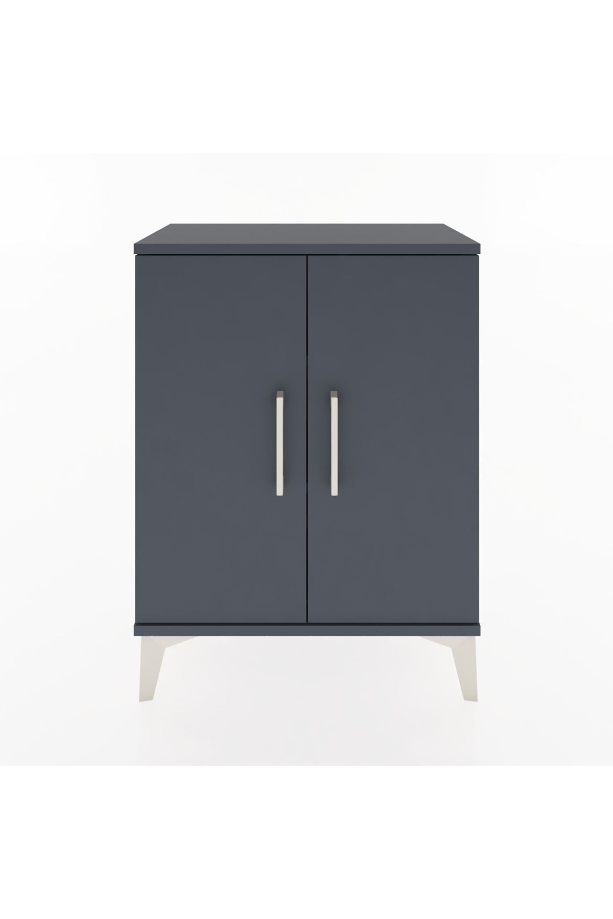 Arges Komodin Tek Raflı Tek Çekmeceli 2 Kapaklı 60x30x80 Antrasit-Antrasit