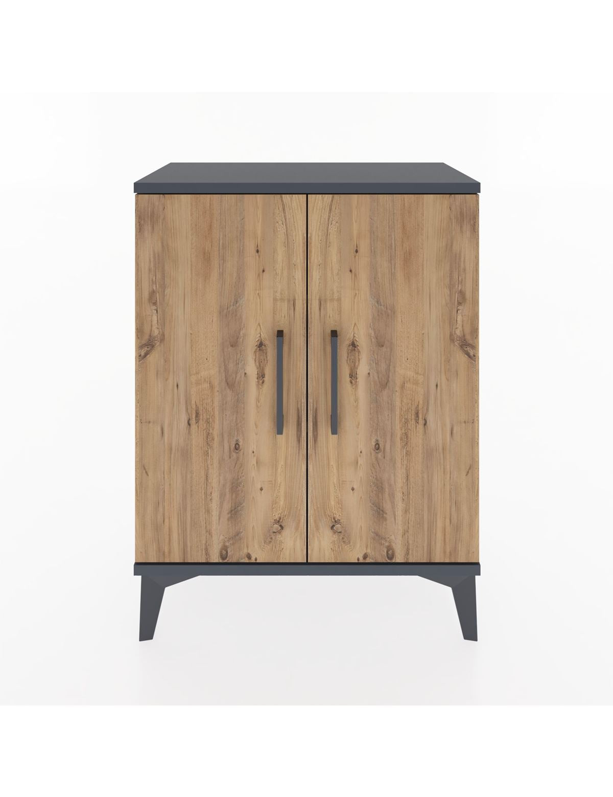 Arges Komodin Tek Raflı Tek Çekmeceli 2 Kapaklı 60x30x80 Antrasit-Çam