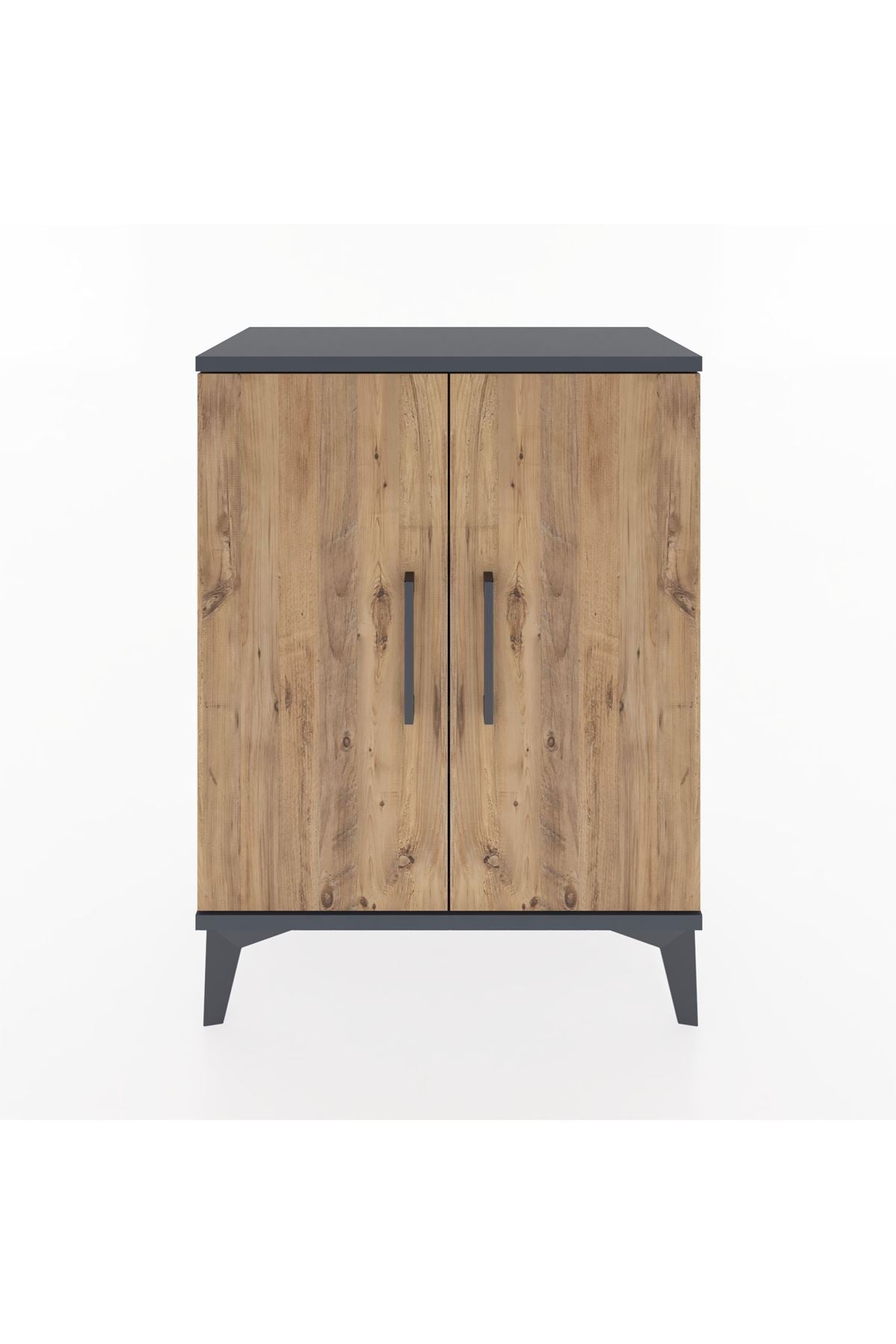 Arges Komodin Tek Raflı Tek Çekmeceli 2 Kapaklı 60x30x80 Antrasit-Çam