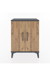 Arges Komodin Tek Raflı Tek Çekmeceli 2 Kapaklı 60x30x80 Antrasit-Çam