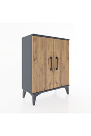 Arges Komodin Tek Raflı Tek Çekmeceli 2 Kapaklı 60x30x80 Antrasit-Çam