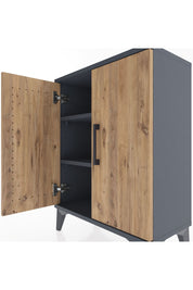 Arges Komodin Tek Raflı Tek Çekmeceli 2 Kapaklı 60x30x80 Antrasit-Çam