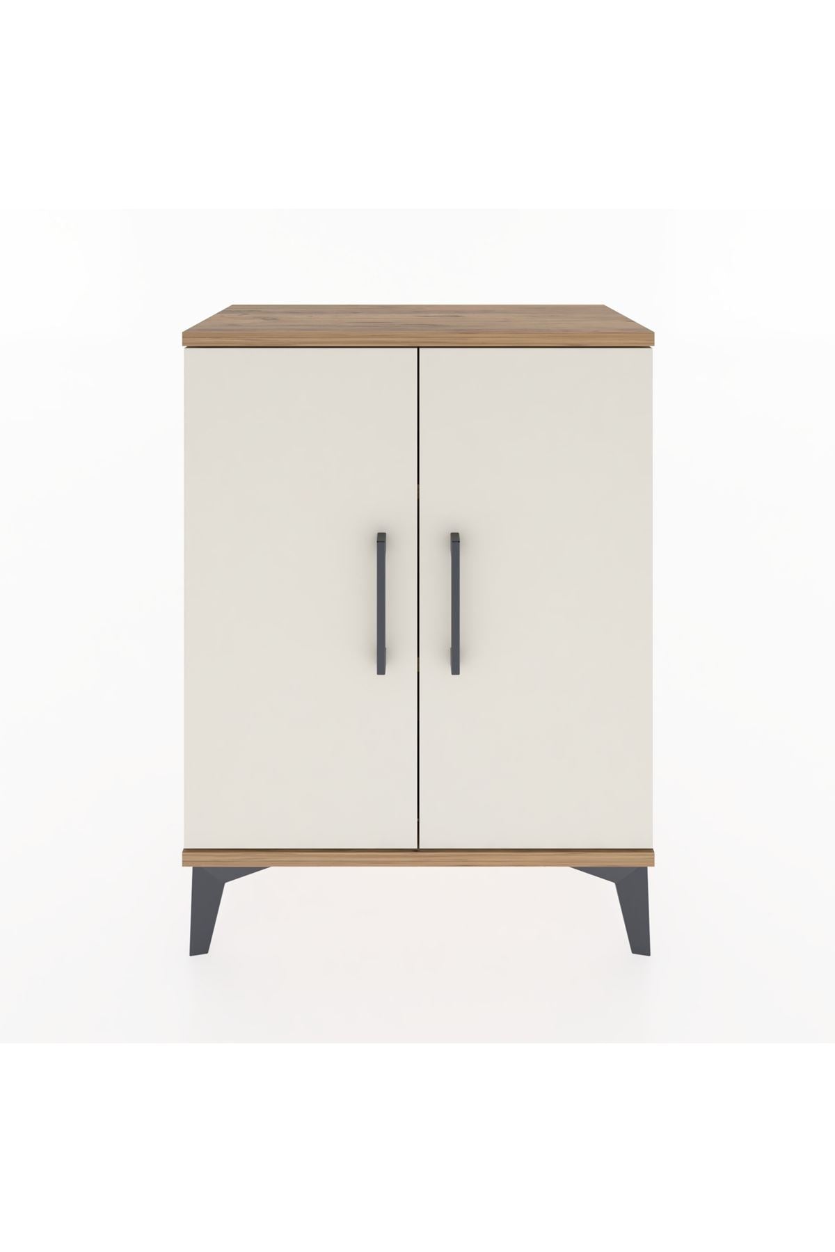 Arges Komodin Tek Raflı Tek Çekmeceli 2 Kapaklı 60x30x80 Çam-Aytaşı