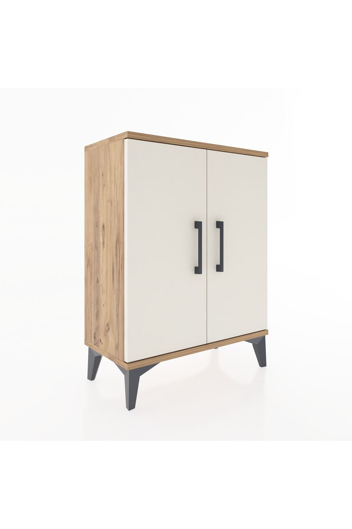 Arges Komodin Tek Raflı Tek Çekmeceli 2 Kapaklı 60x30x80 Çam-Aytaşı