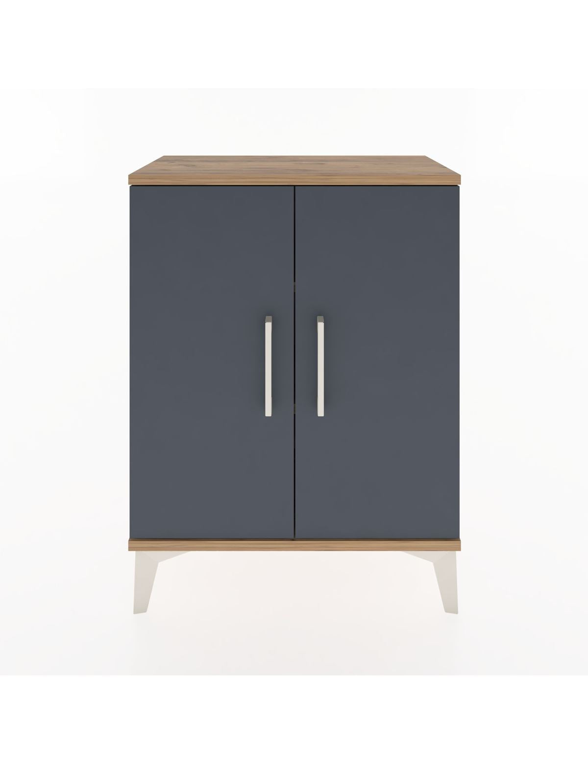 Arges Komodin Tek Raflı Tek Çekmeceli 2 Kapaklı 60x30x80 Çam-Antrasit