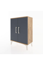 Arges Komodin Tek Raflı Tek Çekmeceli 2 Kapaklı 60x30x80 Çam-Antrasit