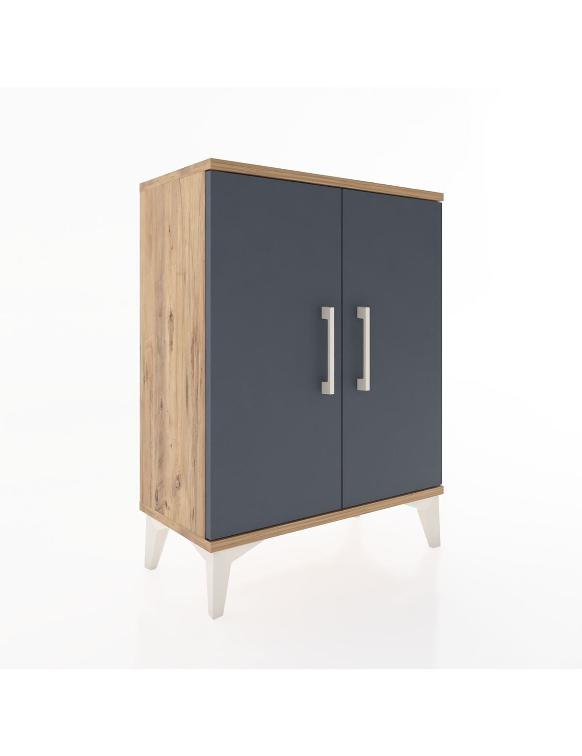 Arges Komodin Tek Raflı Tek Çekmeceli 2 Kapaklı 60x30x80 Çam-Antrasit