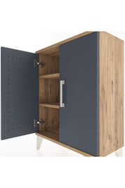 Arges Komodin Tek Raflı Tek Çekmeceli 2 Kapaklı 60x30x80 Çam-Antrasit