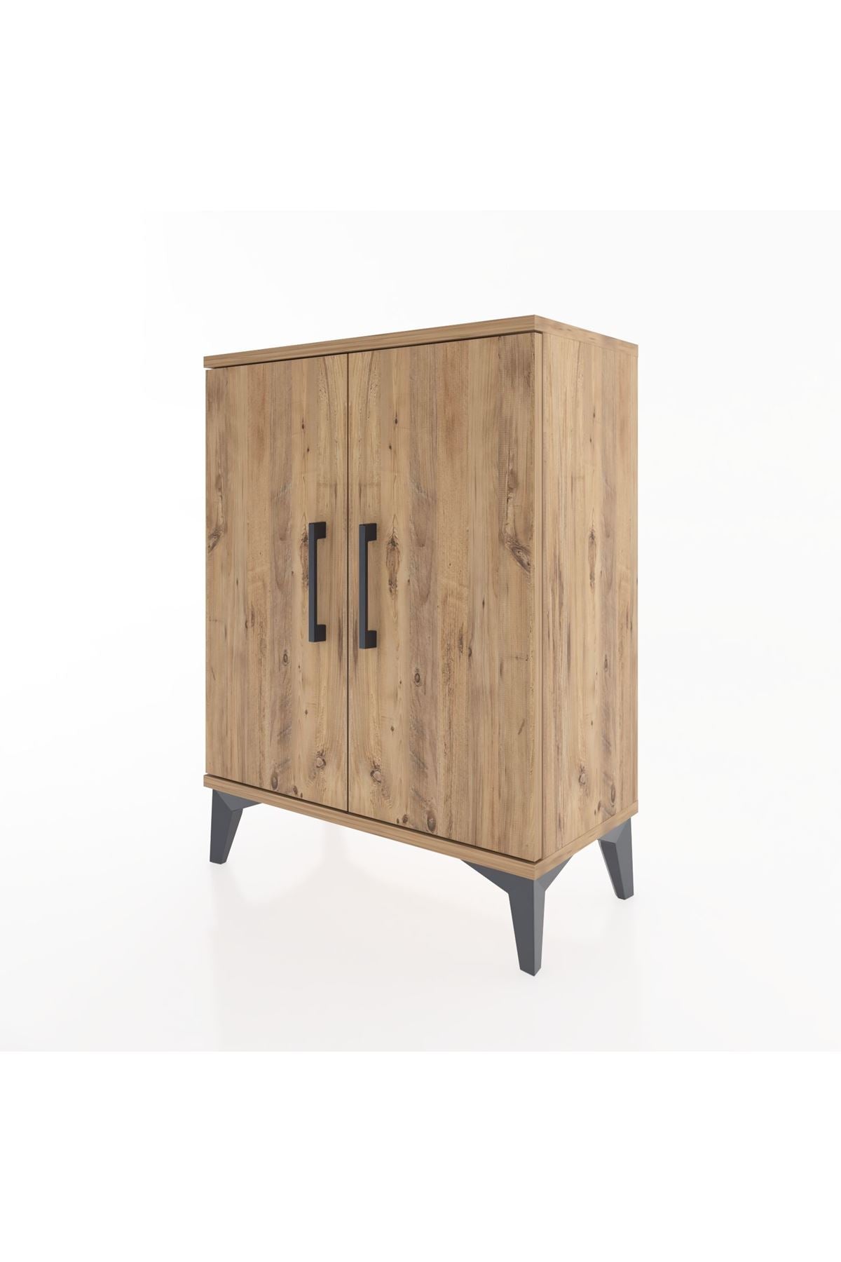 Arges Komodin Tek Raflı Tek Çekmeceli 2 Kapaklı 60x30x80 Çam-Çam