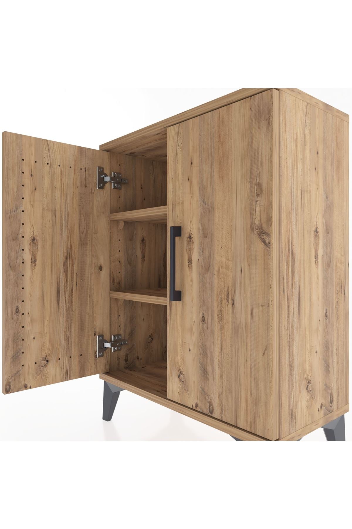 Arges Komodin Tek Raflı Tek Çekmeceli 2 Kapaklı 60x30x80 Çam-Çam