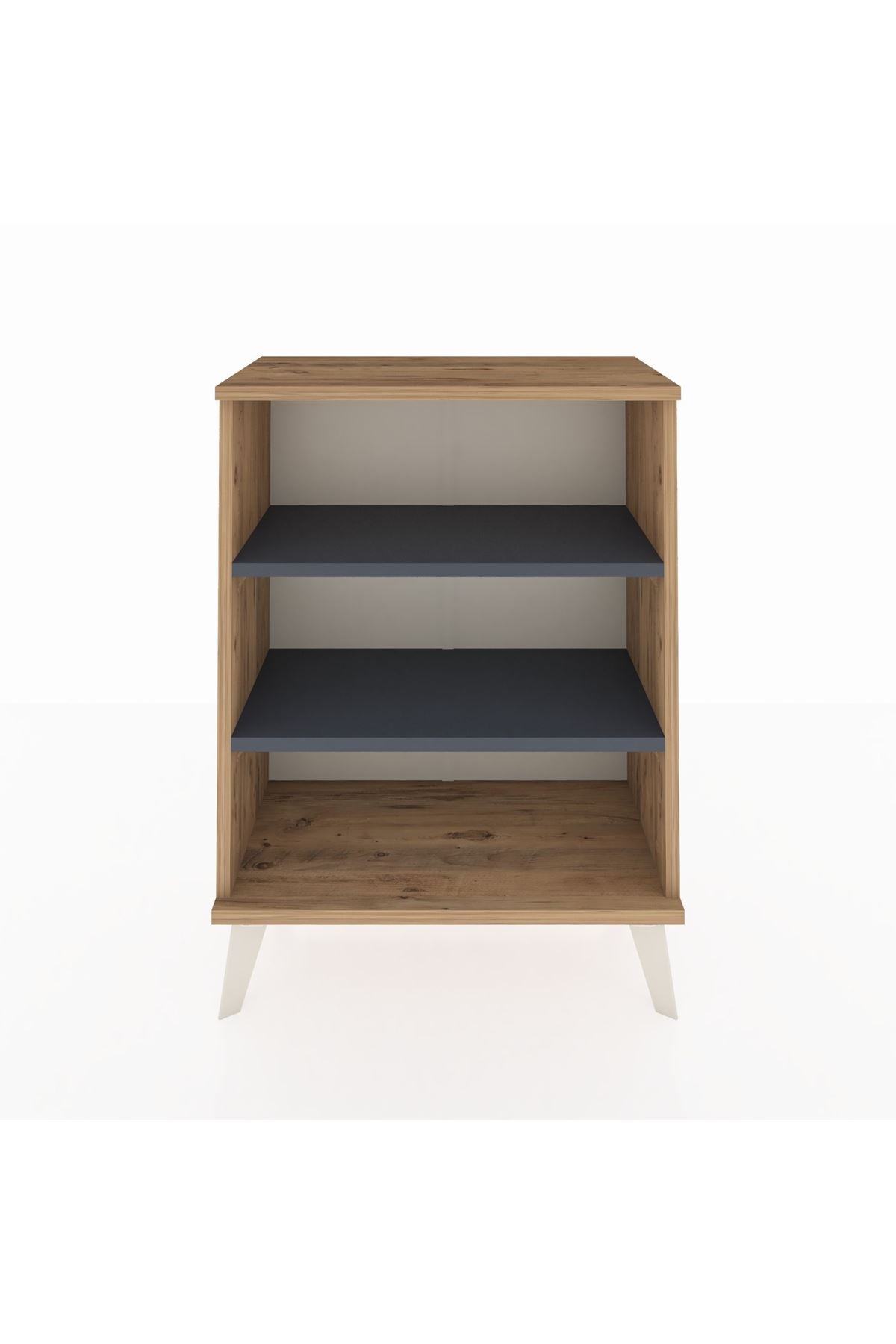 Arges Komodin 2 Raflı 2 Kapaklı 60x30x80 Çam-Antrasit