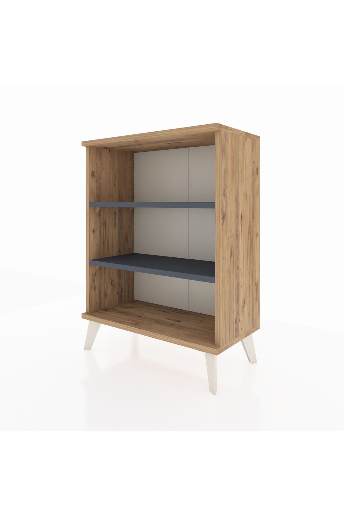 Arges Komodin 2 Raflı 2 Kapaklı 60x30x80 Çam-Antrasit