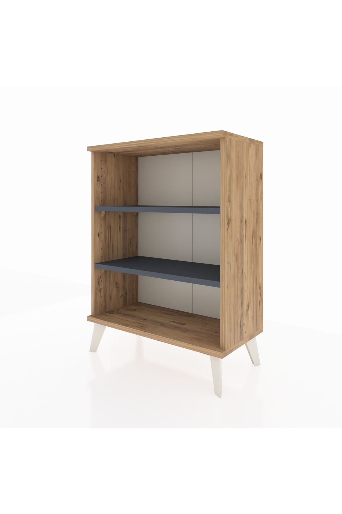 Arges Komodin 2 Raflı 2 Kapaklı 60x30x80 Çam-Antrasit