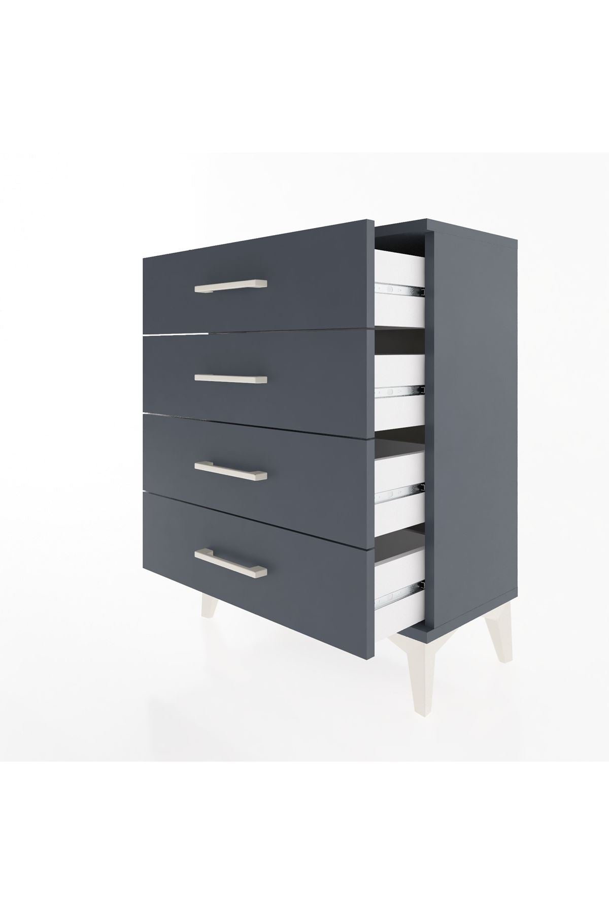 Arges Komodin 2 Raflı 60x30x80 Antrasit-Antrasit