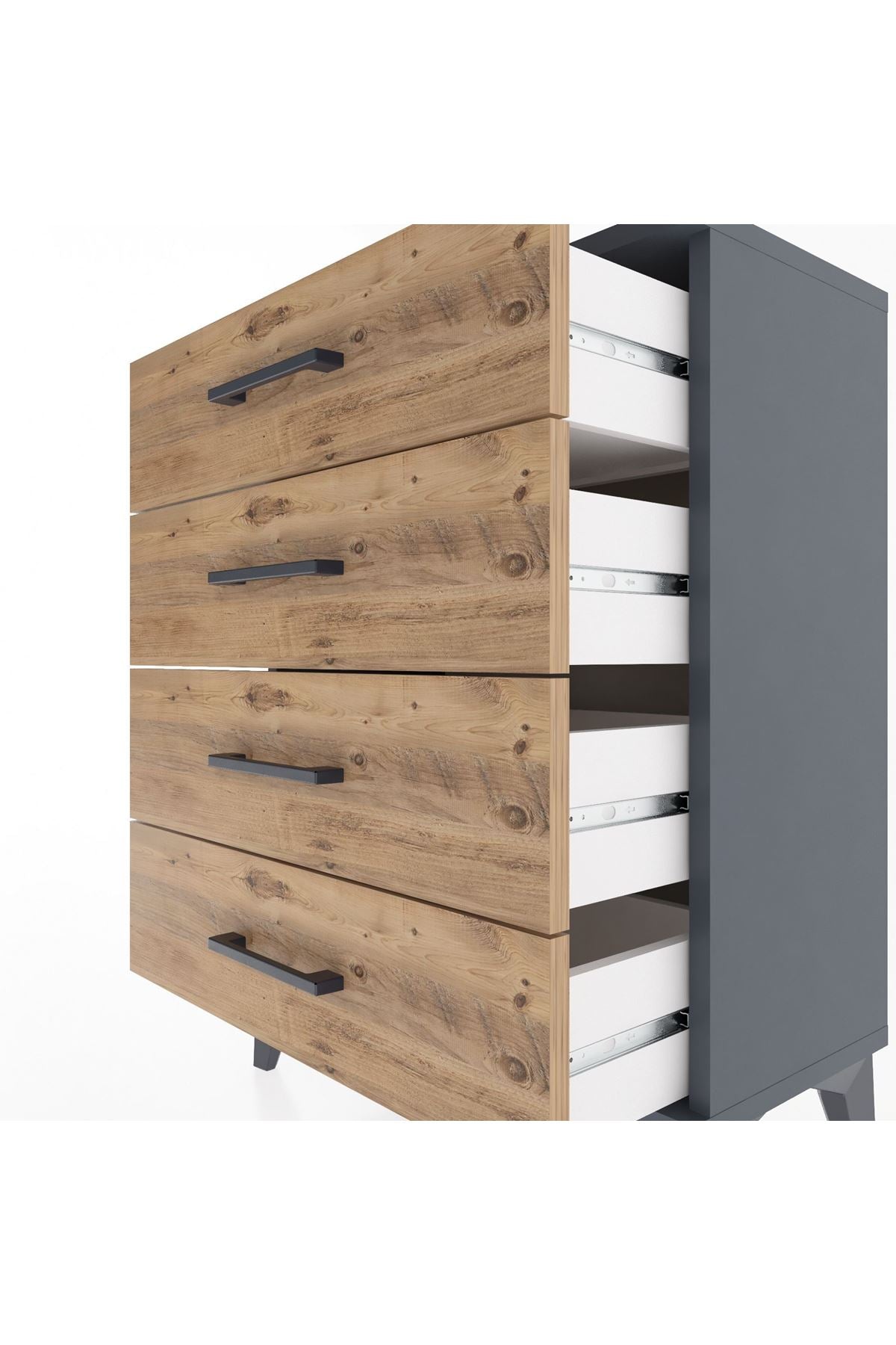 Arges Komodin 2 Raflı 60x30x80 Antrasit-Çam