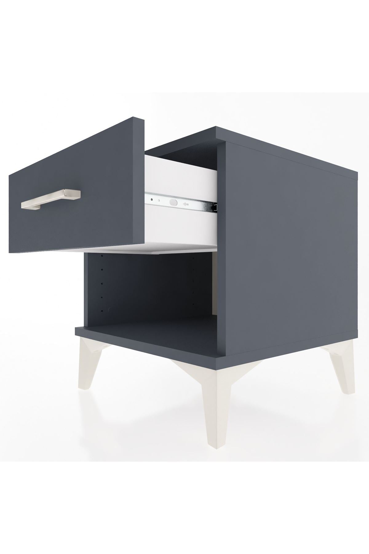 Hyperion Komodin Tek Çekmeceli 44x44x48 Antrasit-Antrasit