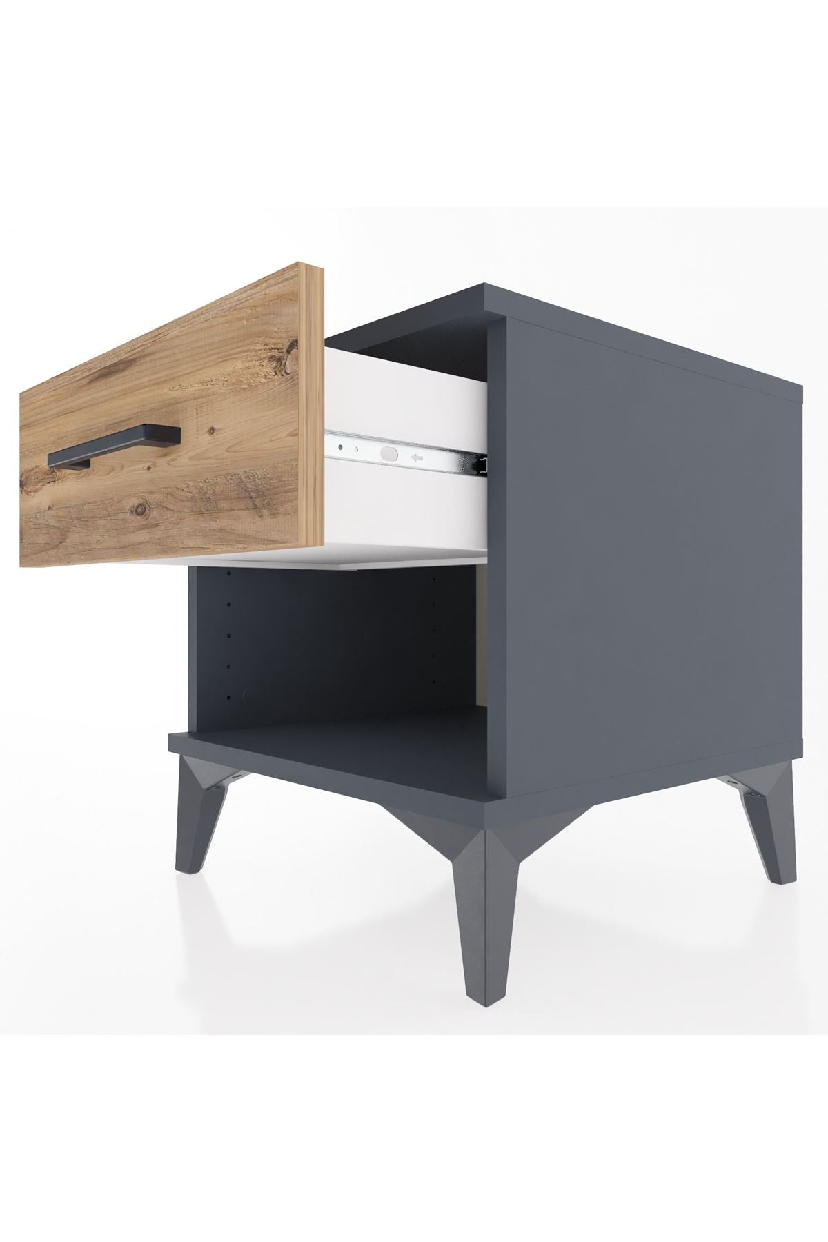 Hyperion Komodin Tek Çekmeceli 44x44x48 Antrasit-Çam