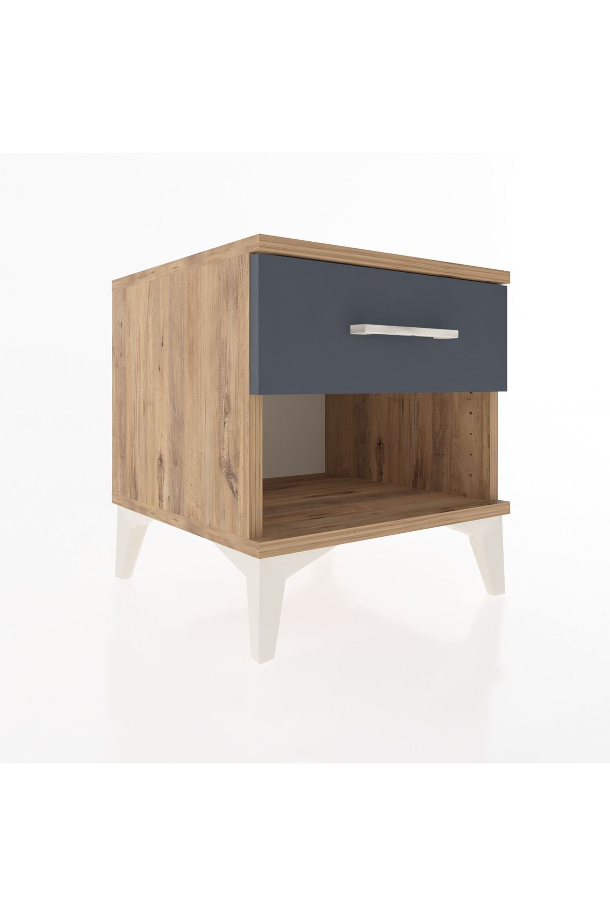 Hyperion Komodin Tek Çekmeceli 44x44x48 Çam-Antrasit