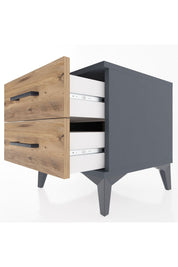 Hyperion Komodin 2 Çekmeceli 44x44x48 Antrasit-Çam