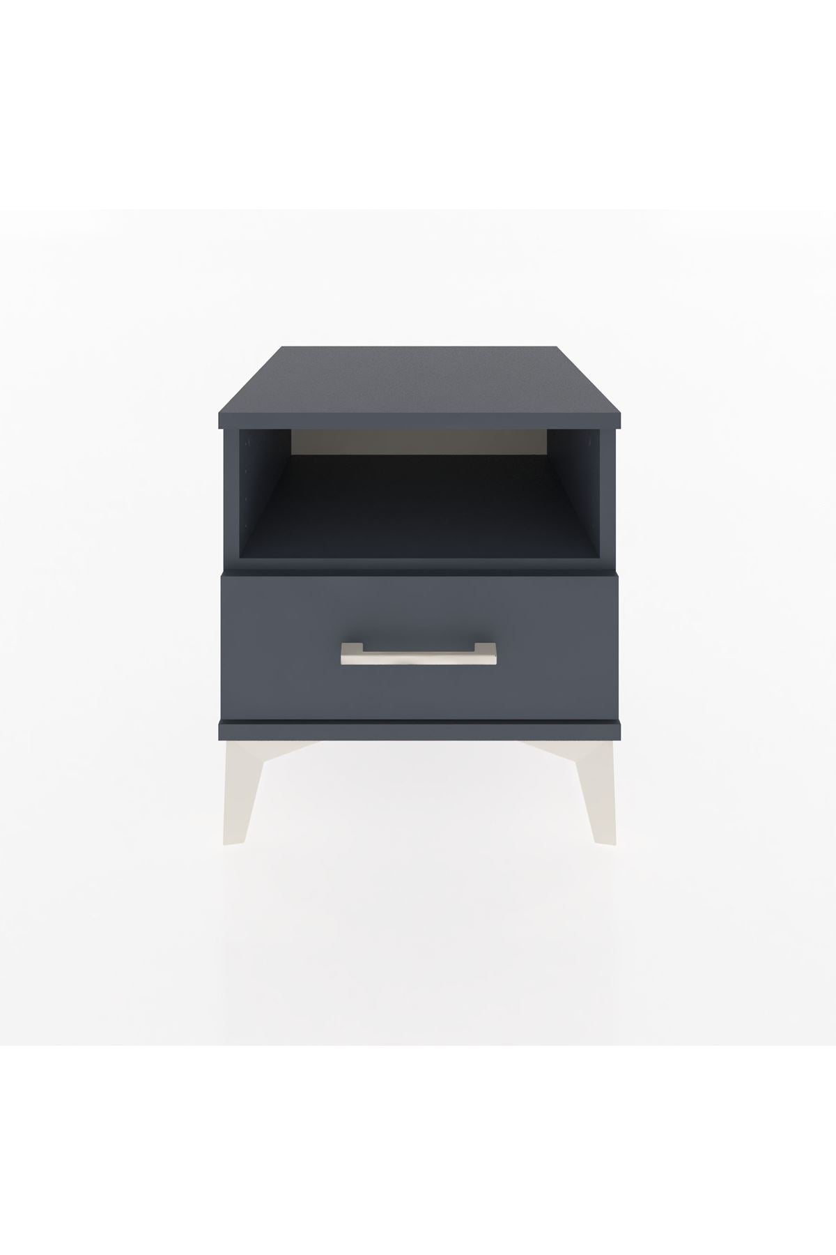 Hyperion Komodin Tek Raflı Tek Çekmeceli 44x44x48 Antrasit-Antrasit