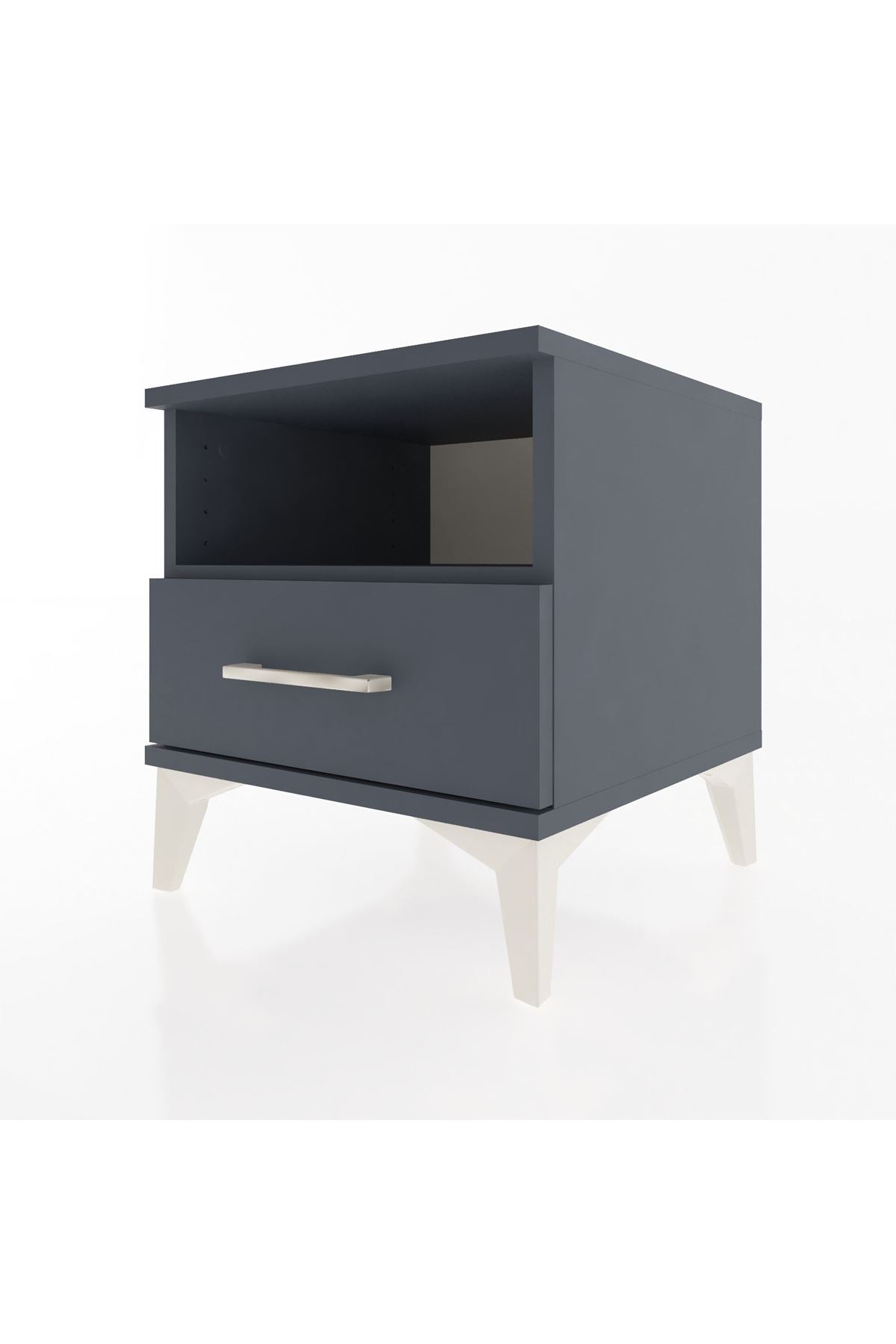 Hyperion Komodin Tek Raflı Tek Çekmeceli 44x44x48 Antrasit-Antrasit
