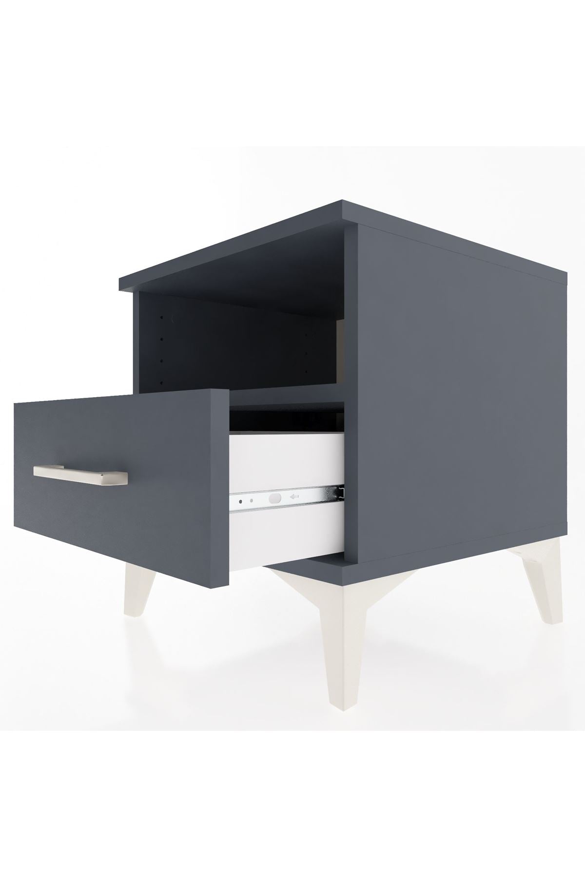 Hyperion Komodin Tek Raflı Tek Çekmeceli 44x44x48 Antrasit-Antrasit