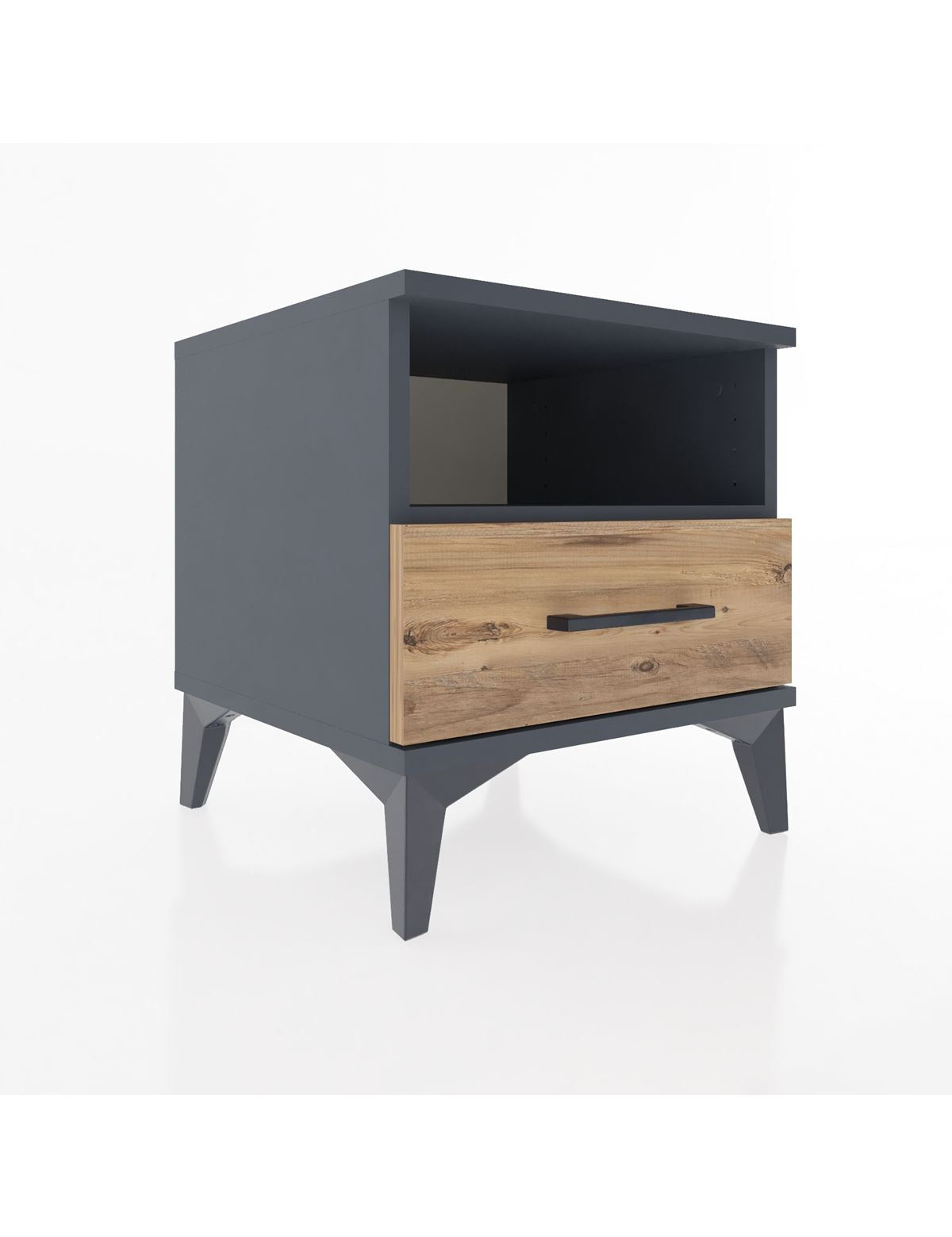 Hyperion Komodin Tek Raflı Tek Çekmeceli 44x44x48 Antrasit-Çam