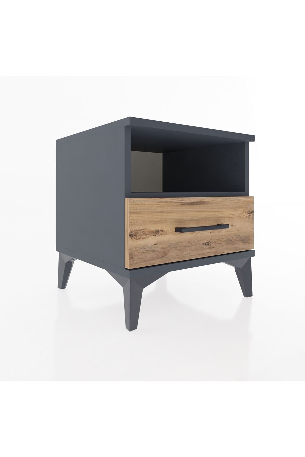 Hyperion Komodin Tek Raflı Tek Çekmeceli 44x44x48 Antrasit-Çam