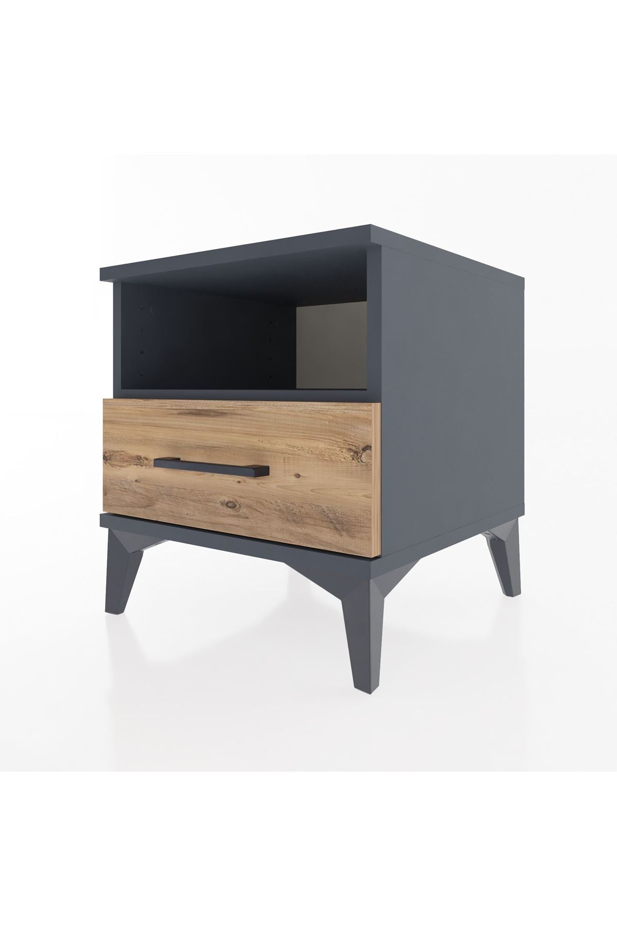 Hyperion Komodin Tek Raflı Tek Çekmeceli 44x44x48 Antrasit-Çam
