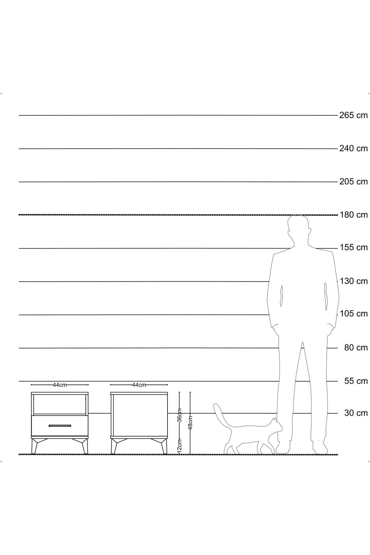 Hyperion Komodin Tek Raflı Tek Çekmeceli 44x44x48 Antrasit-Çam