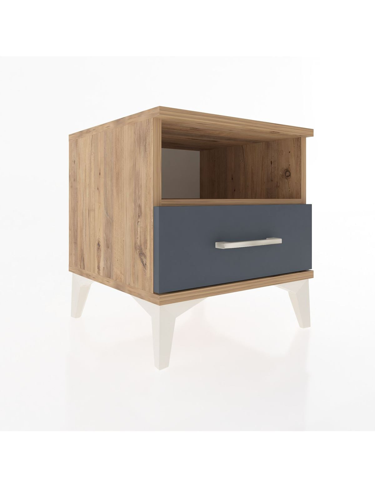 Hyperion Komodin Tek Raflı Tek Çekmeceli 44x44x48 Çam-Antrasit