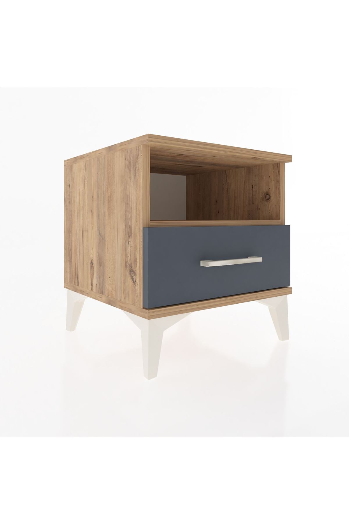 Hyperion Komodin Tek Raflı Tek Çekmeceli 44x44x48 Çam-Antrasit