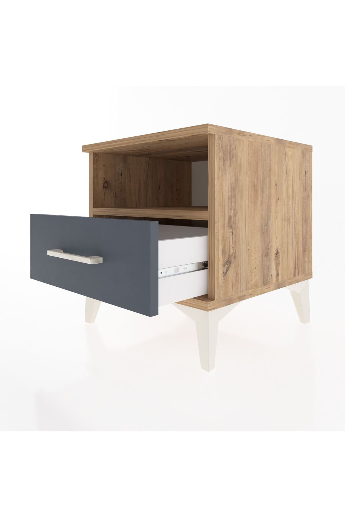 Hyperion Komodin Tek Raflı Tek Çekmeceli 44x44x48 Çam-Antrasit