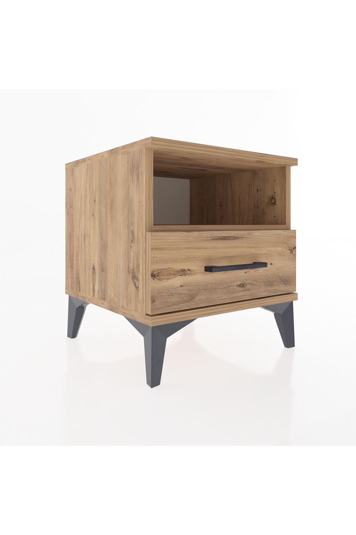 Hyperion Komodin Tek Raflı Tek Çekmeceli 44x44x48 Çam-Çam