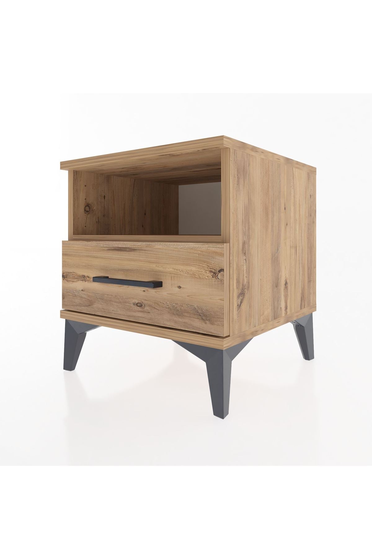 Hyperion Komodin Tek Raflı Tek Çekmeceli 44x44x48 Çam-Çam