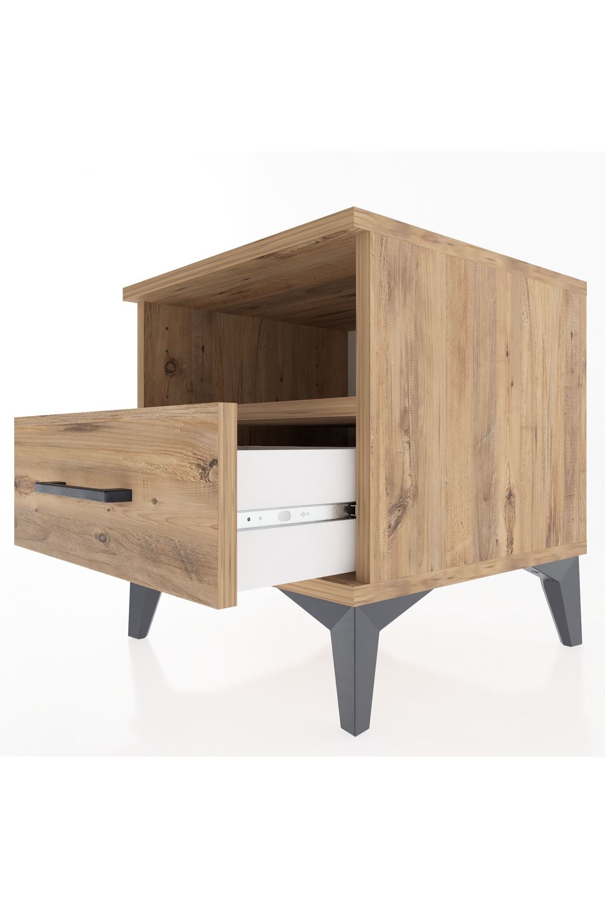 Hyperion Komodin Tek Raflı Tek Çekmeceli 44x44x48 Çam-Çam