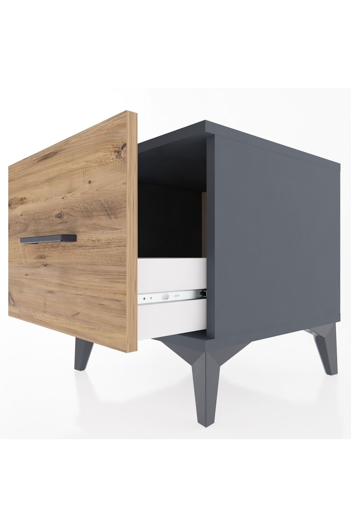 Hyperion Komodin Tek Çekmeceli 44x44x48 Antrasit-Çam