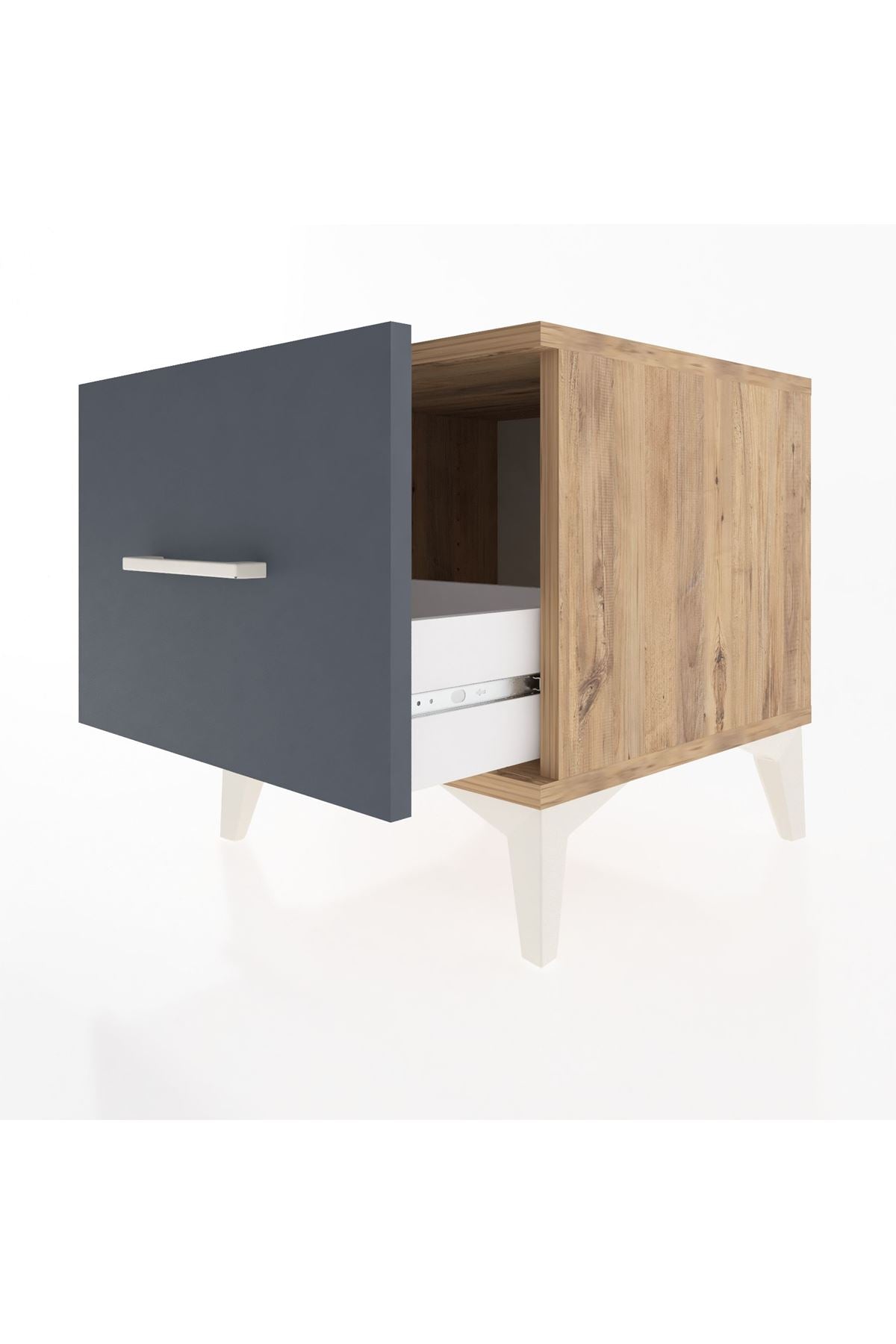 Hyperion Komodin Tek Çekmeceli 44x44x48 Çam-Antrasit