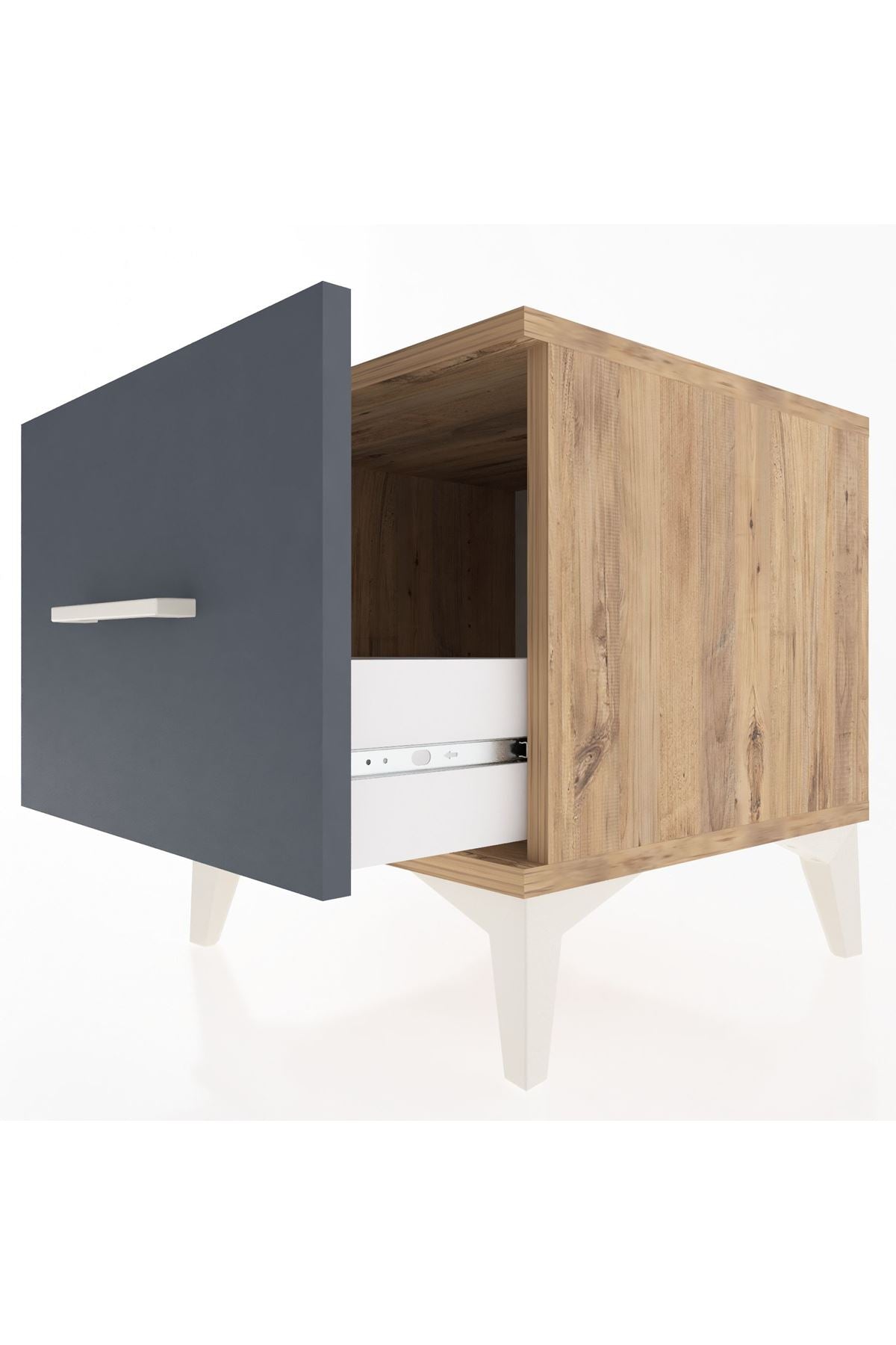 Hyperion Komodin Tek Çekmeceli 44x44x48 Çam-Antrasit