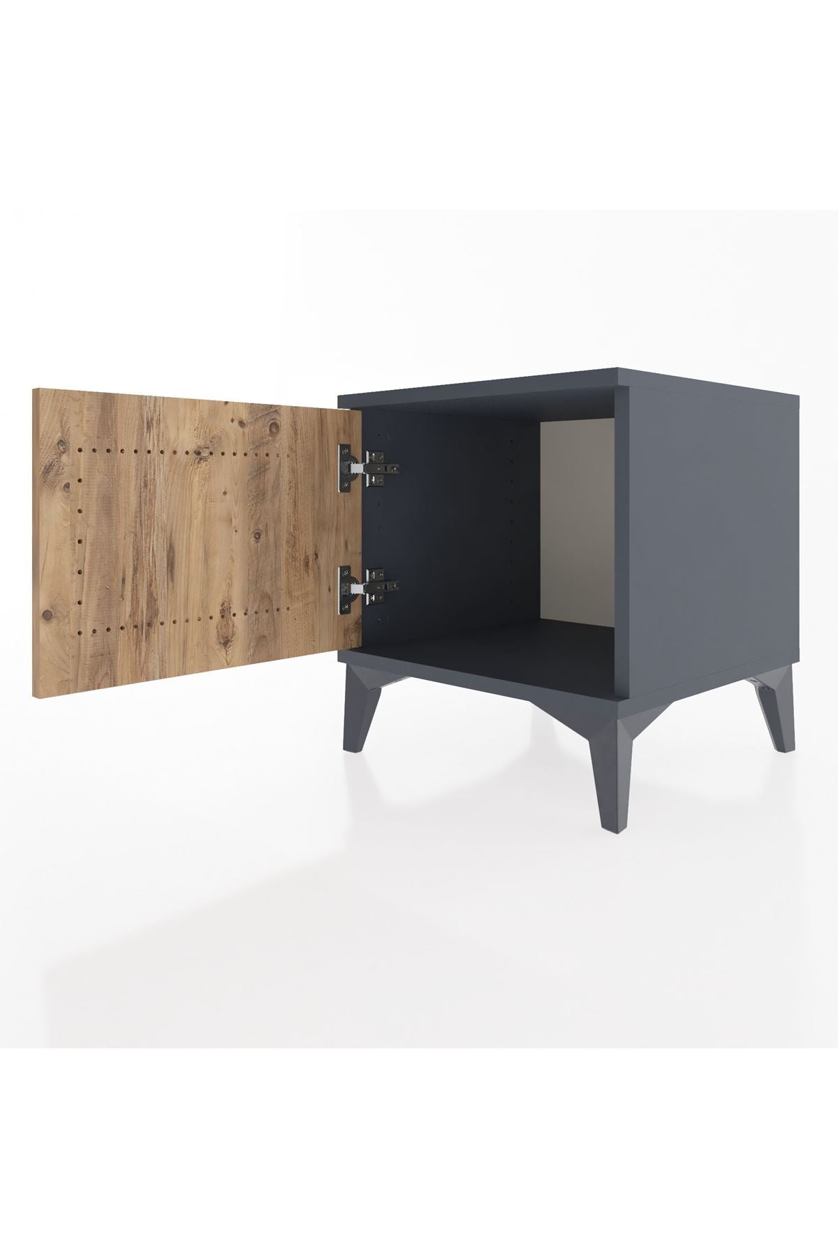 Hyperion Komodin Tek Kapaklı 44x44x48 Antrasit-Çam