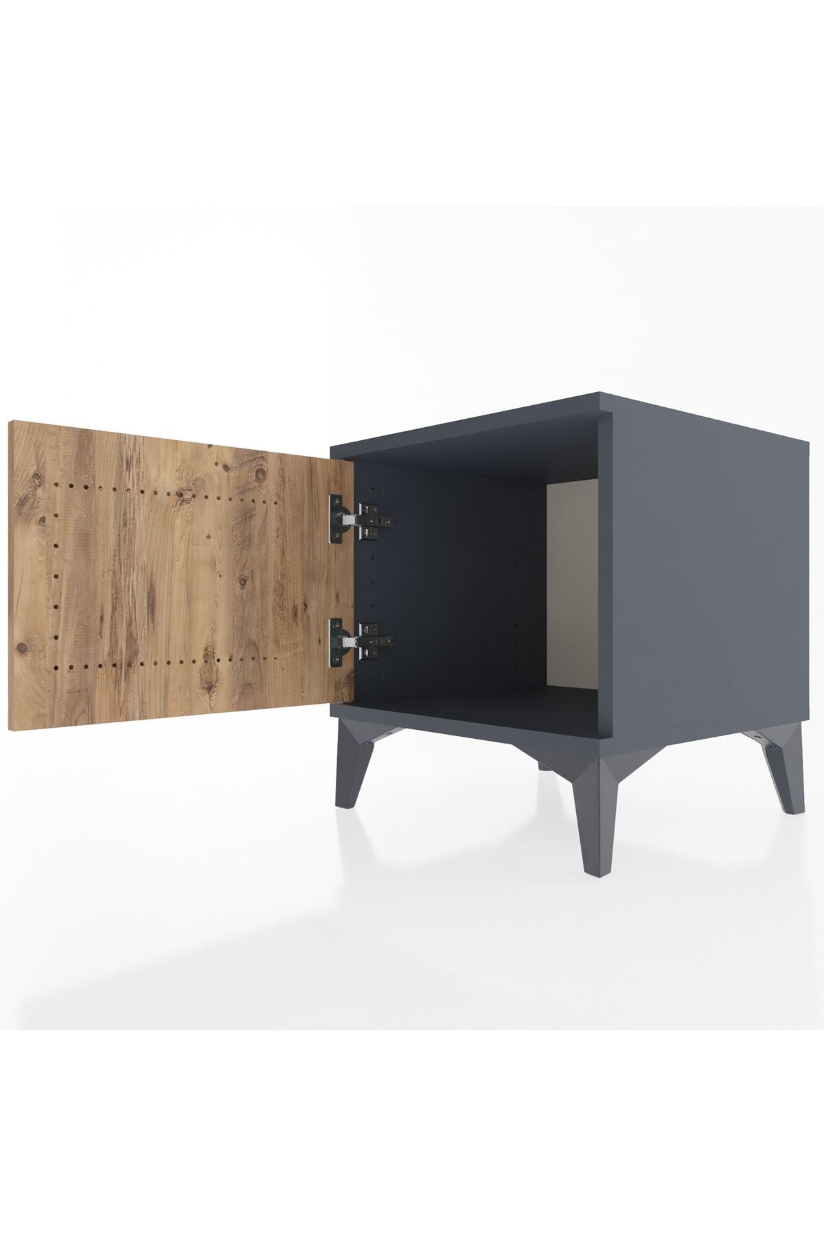 Hyperion Komodin Tek Kapaklı 44x44x48 Antrasit-Çam