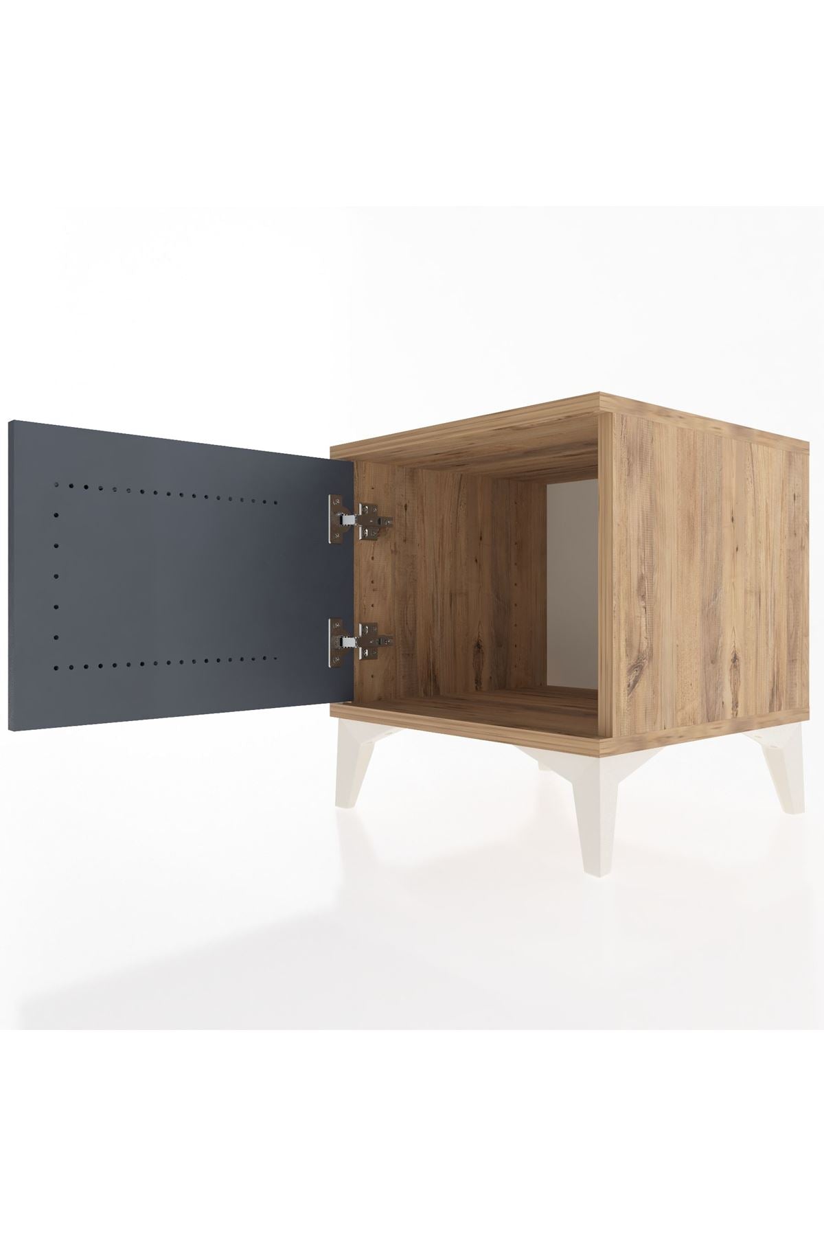 Hyperion Komodin Tek Kapaklı 44x44x48 Çam-Antrasit