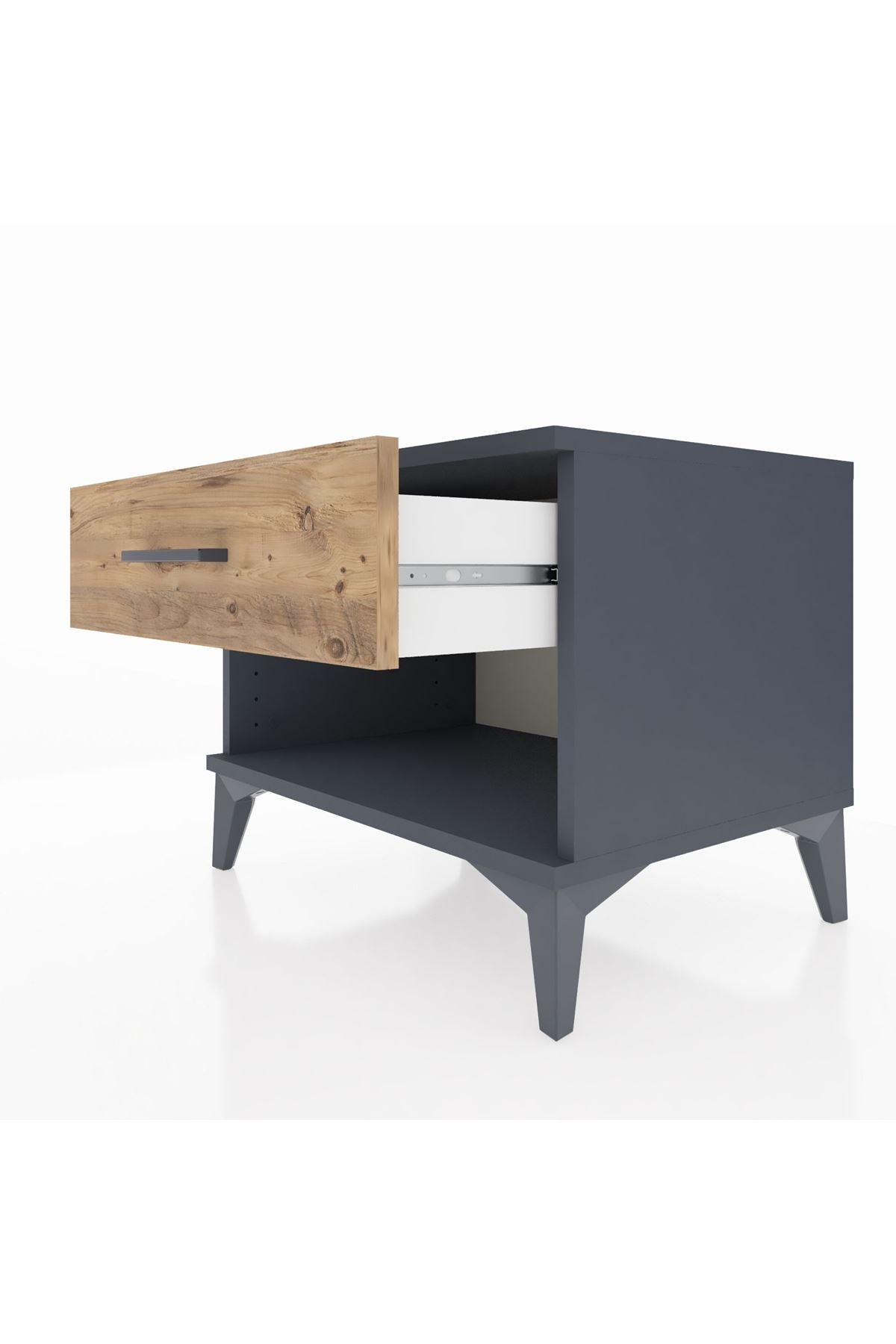 Hyperion Komodin Tek Çekmeceli 60x44x48 Antrasit-Çam